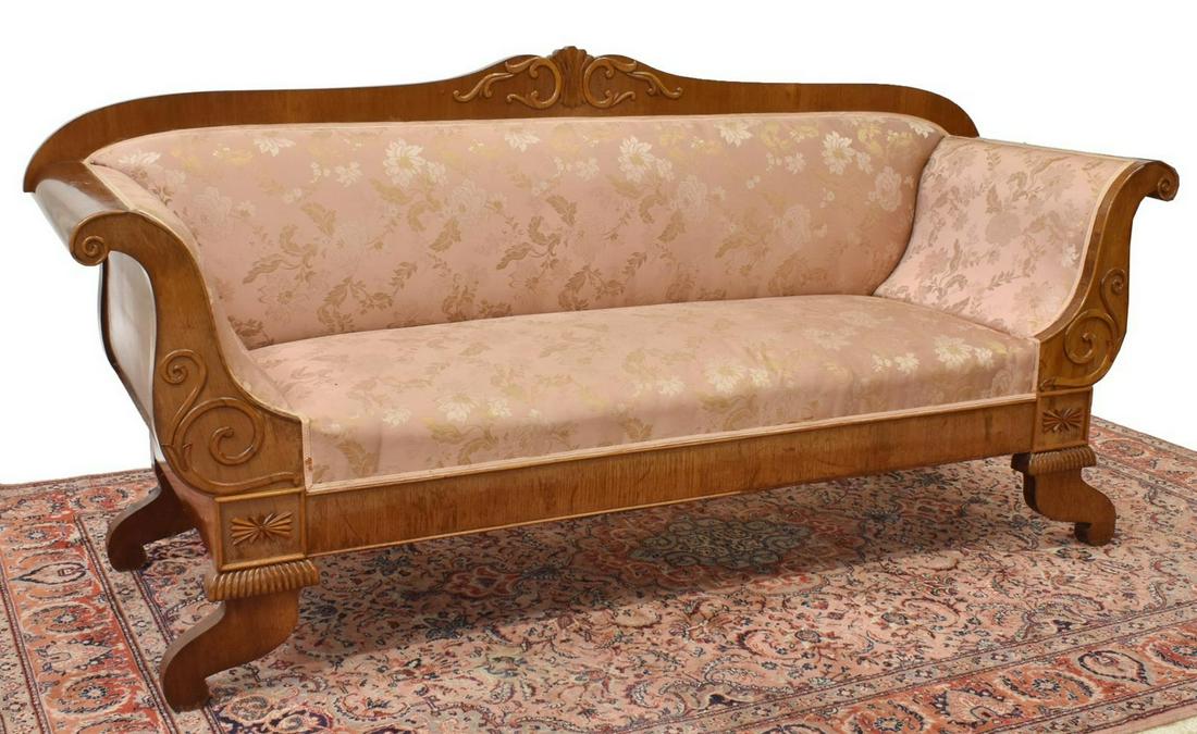 BIEDERMEIER UPHOLSTERED SOFA, MID 19TH C. (1 of 3)