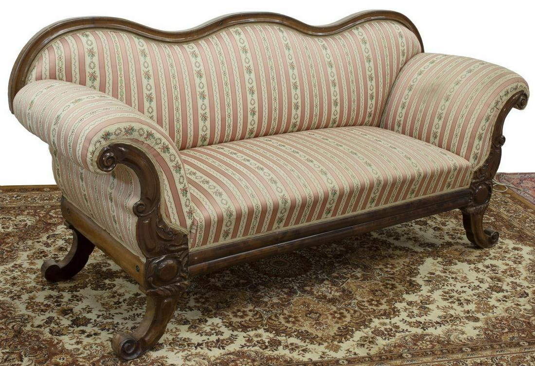 BIEDERMEIER CARVED & UPHOLSTERED PARLOR SOFA (1 of 3)