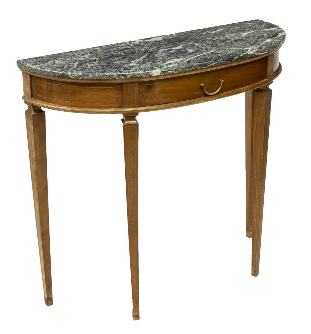 LOUIS XVI STYLE MARBLE-TOP DEMILUNE CONSOLE TABLE (1 of 3)