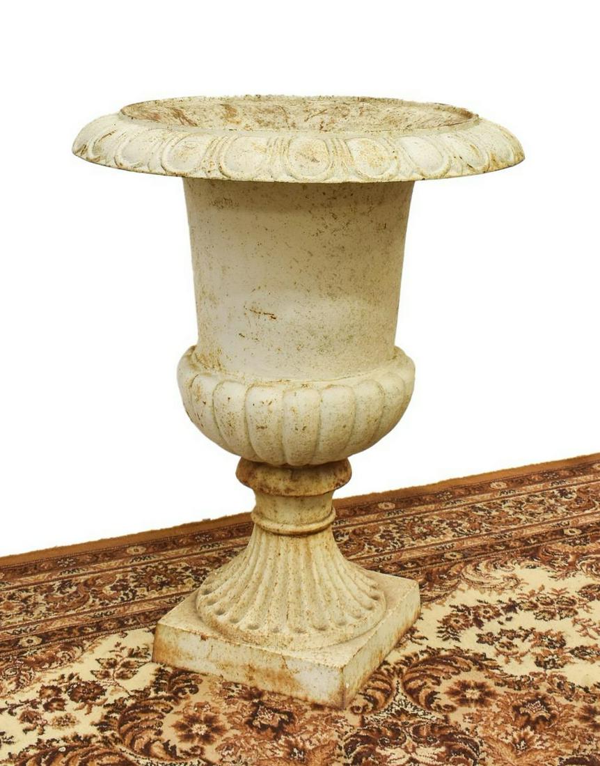 PAINTED CAST IRON CAMPAGNA FORM GARDEN URN PLANTER (1 of 3)
