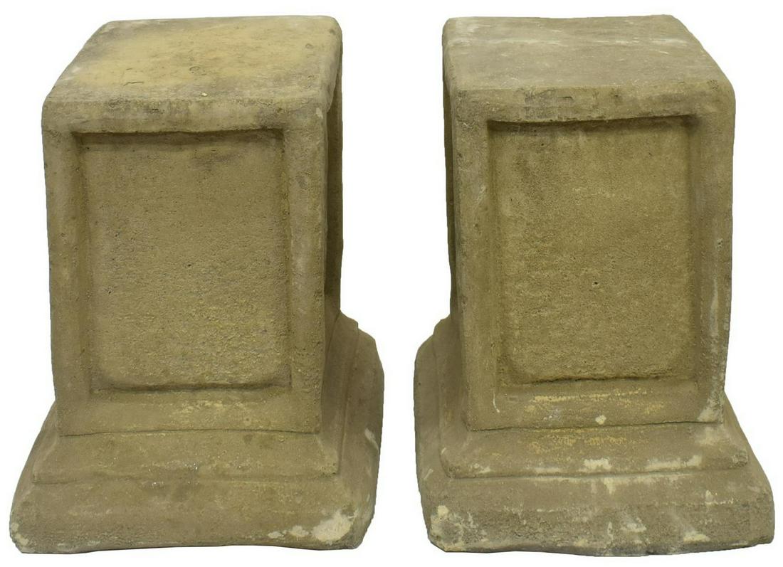 2)GARDEN STATUARY CAST STONE PLINTH PEDESTAL BASES (1 of 2)