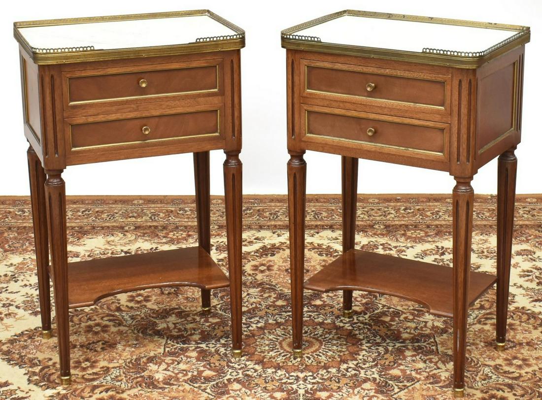 (2) FRENCH LOUIS XVI STYLE MAHOGANY NIGHTSTANDS (1 of 6)