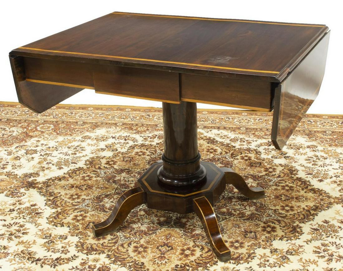 EMPIRE STYLE MAHOGANY DROP-LEAF PEDESTAL TABLE (1 of 3)