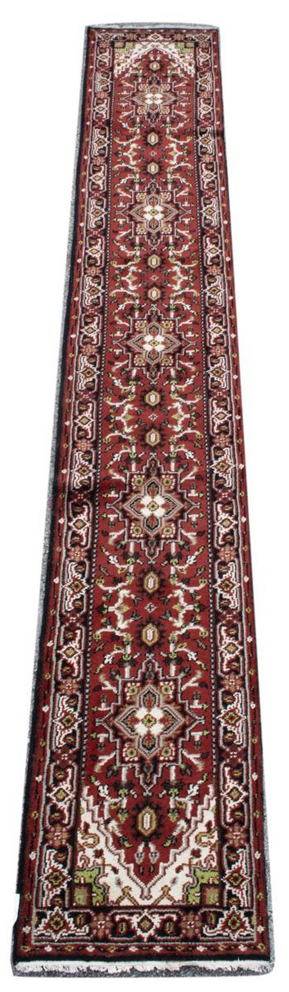 HAND-TIED PERSIAN HERIZ RUNNER RUG, 16' X 2'6" (1 of 3)