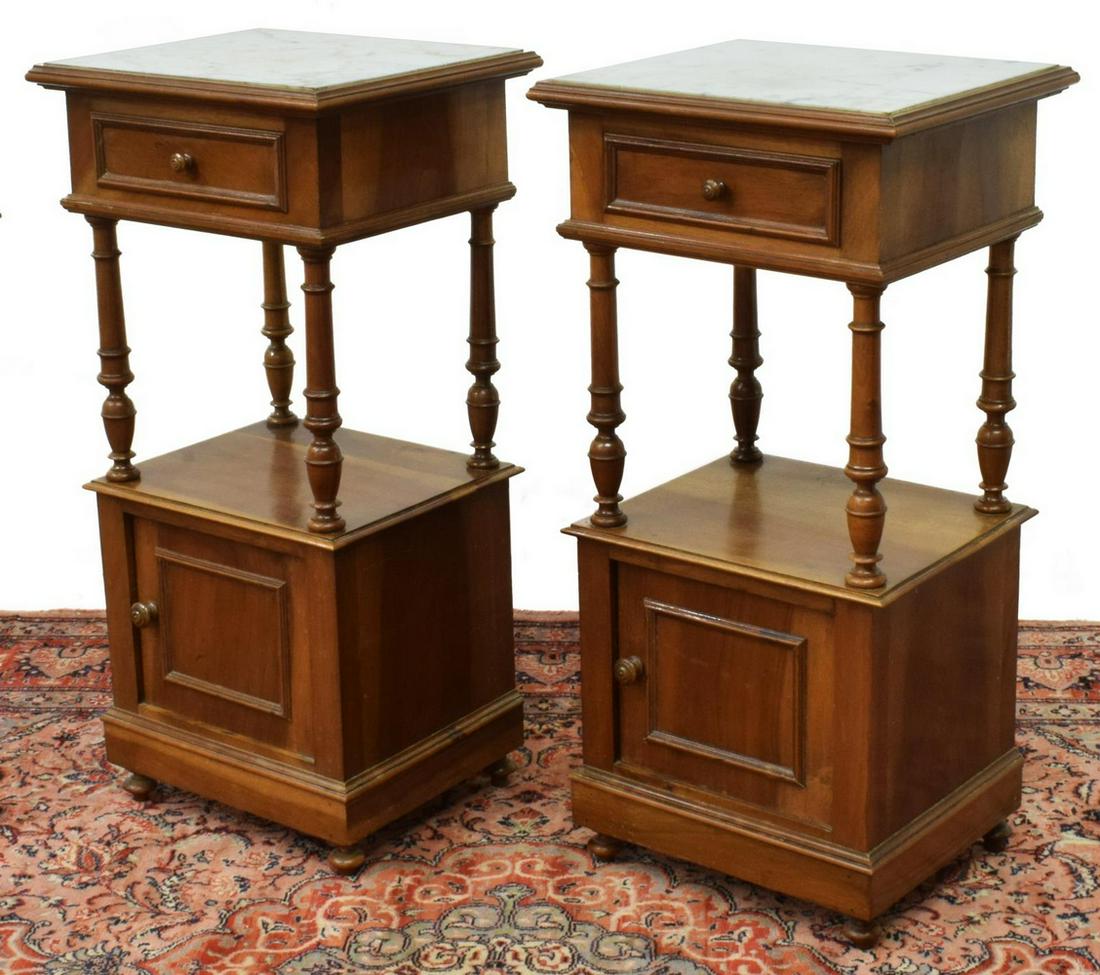 (2) FRENCH HENRI II STYLE MARBLE-TOP NIGHTSTANDS (1 of 5)