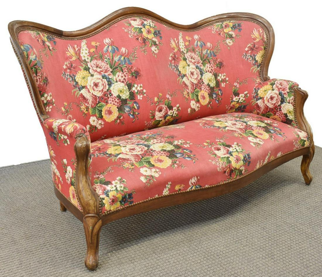 FRENCH NAPOLEON III FLORAL UPHOLSTERED SOFA (1 of 3)