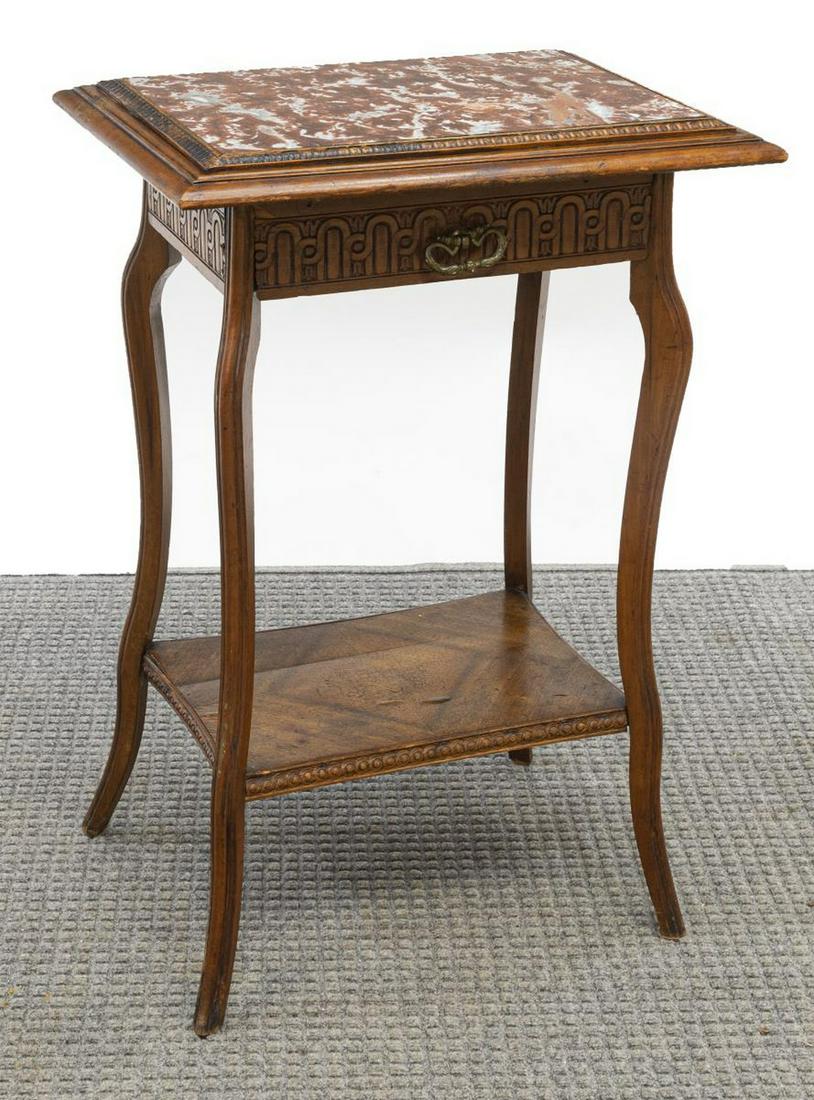 FRENCH MARBLE-TOP TWO-TIER SIDE TABLE (1 of 4)