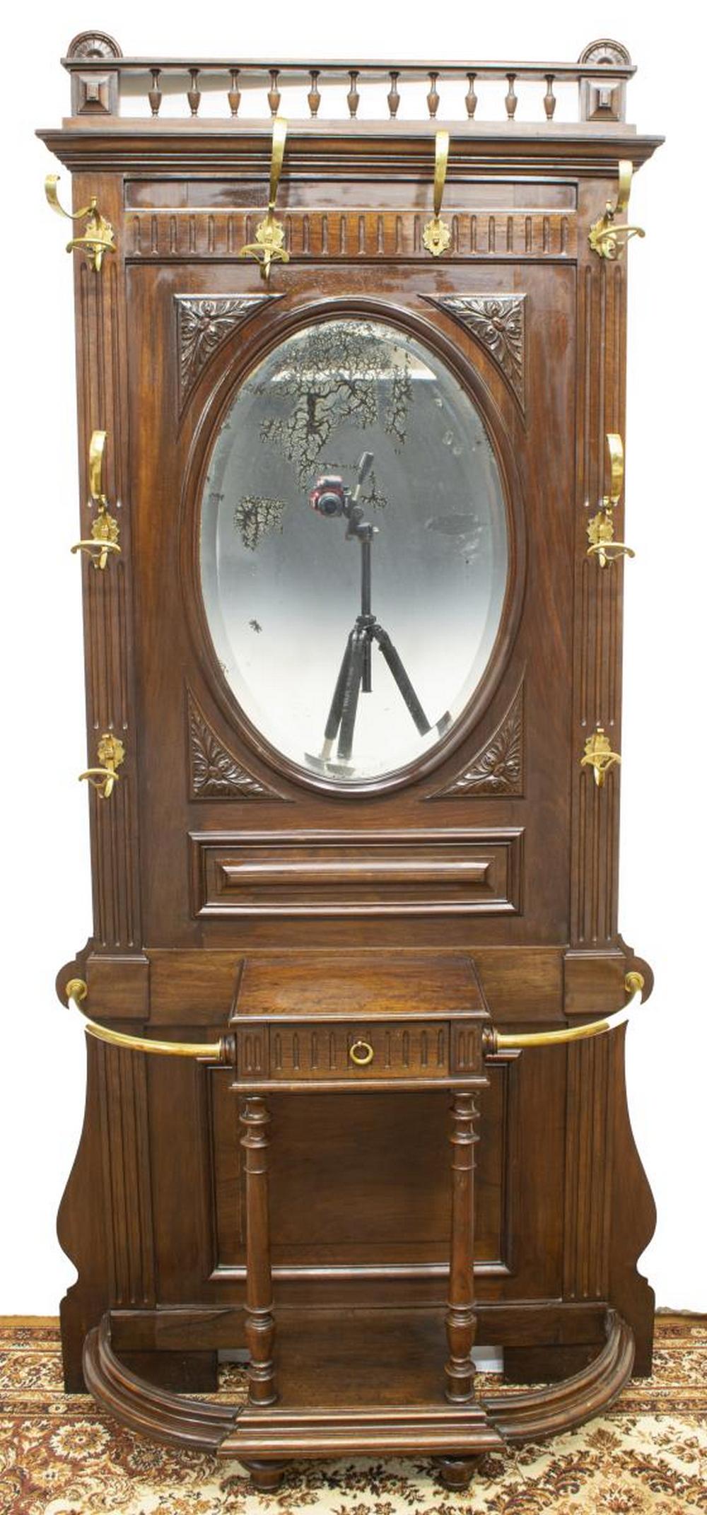 FRENCH HENRI II STYLE MIRRORED HALL TREE (1 of 3)