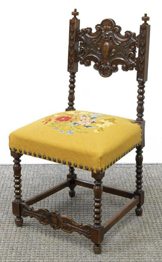 CONTINENTAL BAROQUE STYLE NEEDLEPOINT SEAT CHAIR (1 of 3)