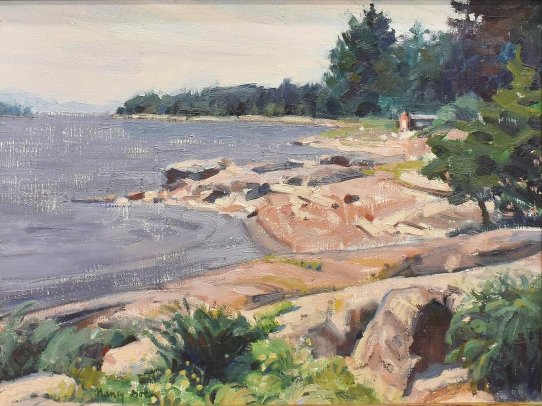 NANCY BOREN (B.1955) 'CANADIAN SHORELINE' PAINTING (1 of 4)