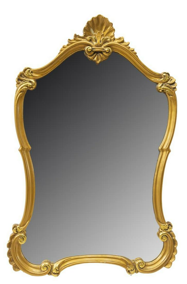 LOUIS XV STYLE GILTWOOD WALL MIRROR, 46" X 24" (1 of 3)