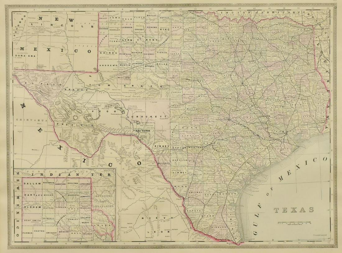 TEXAS MAP ENGRAVING PANHANDLE COUNTIES INSET (1 of 3)