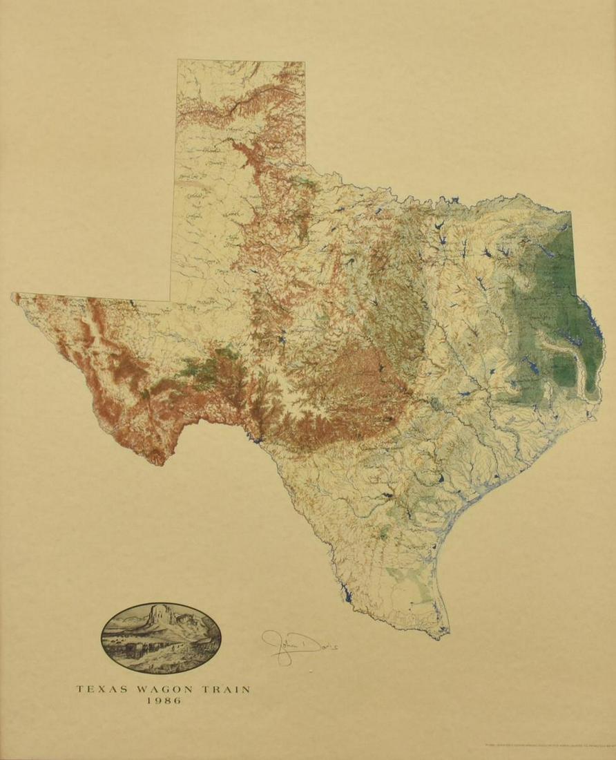 FRAMED RANGER CANYON PRESS TEXAS WAGON TRAIL MAP (1 of 4)