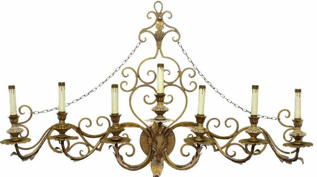 GILT METAL 7-LIGHT SCROLLED FOLIATE WALL SCONCE (1 of 2)