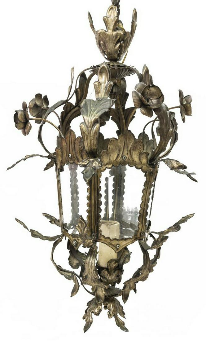 CONTINENTAL GILT METAL ONE-LIGHT HANGING LANTERN (1 of 1)