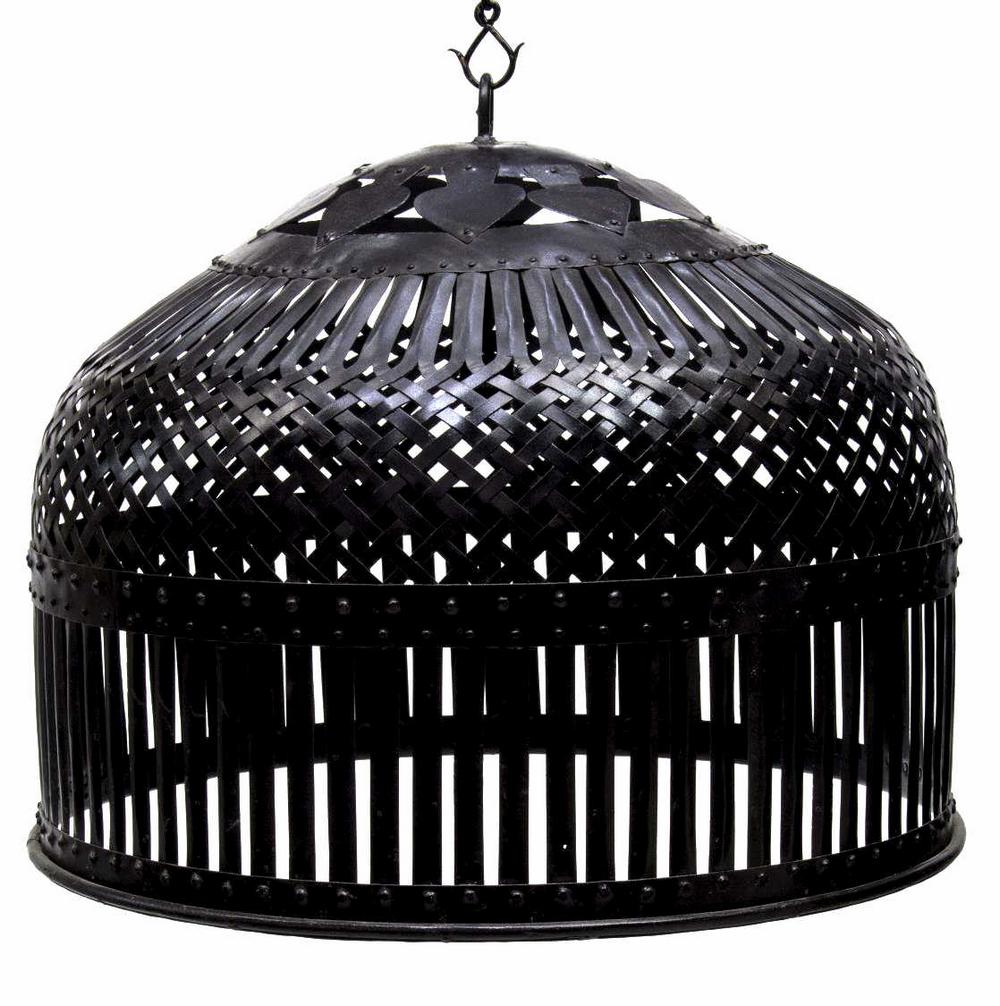 ROUND WOVEN METAL ONE-LIGHT HANGING CEILING LAMP (1 of 1)