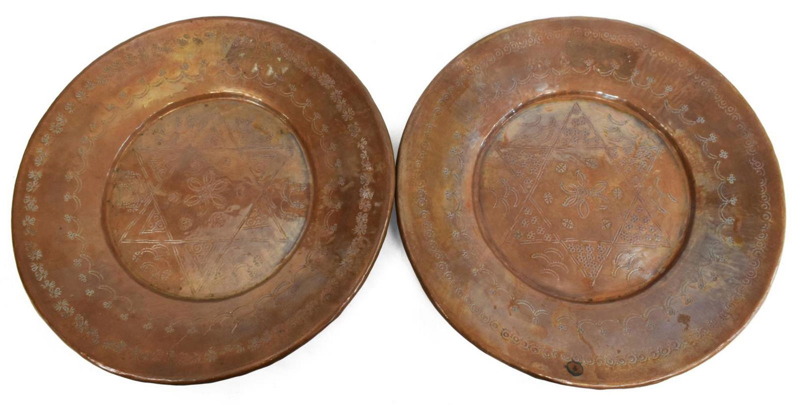 2) CONTINETNAL COPPER CHARGERS W/ INCISED FOLIATES (1 of 4)