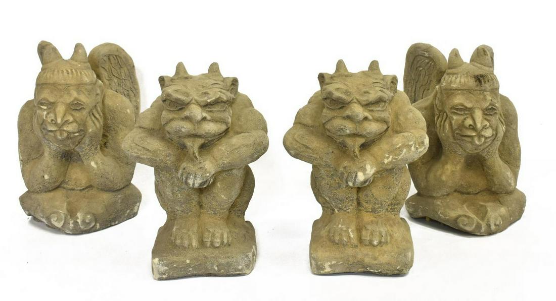 (4) GARDEN STATUARY CAST STONE GARGOYLES (1 of 3)