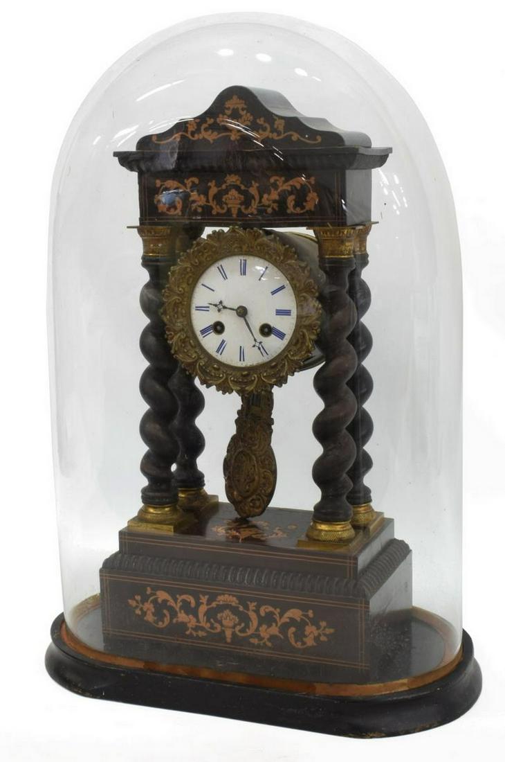 FRENCH NAPOLEON III PERIOD PORTICO CLOCK IN DOME (1 of 5)