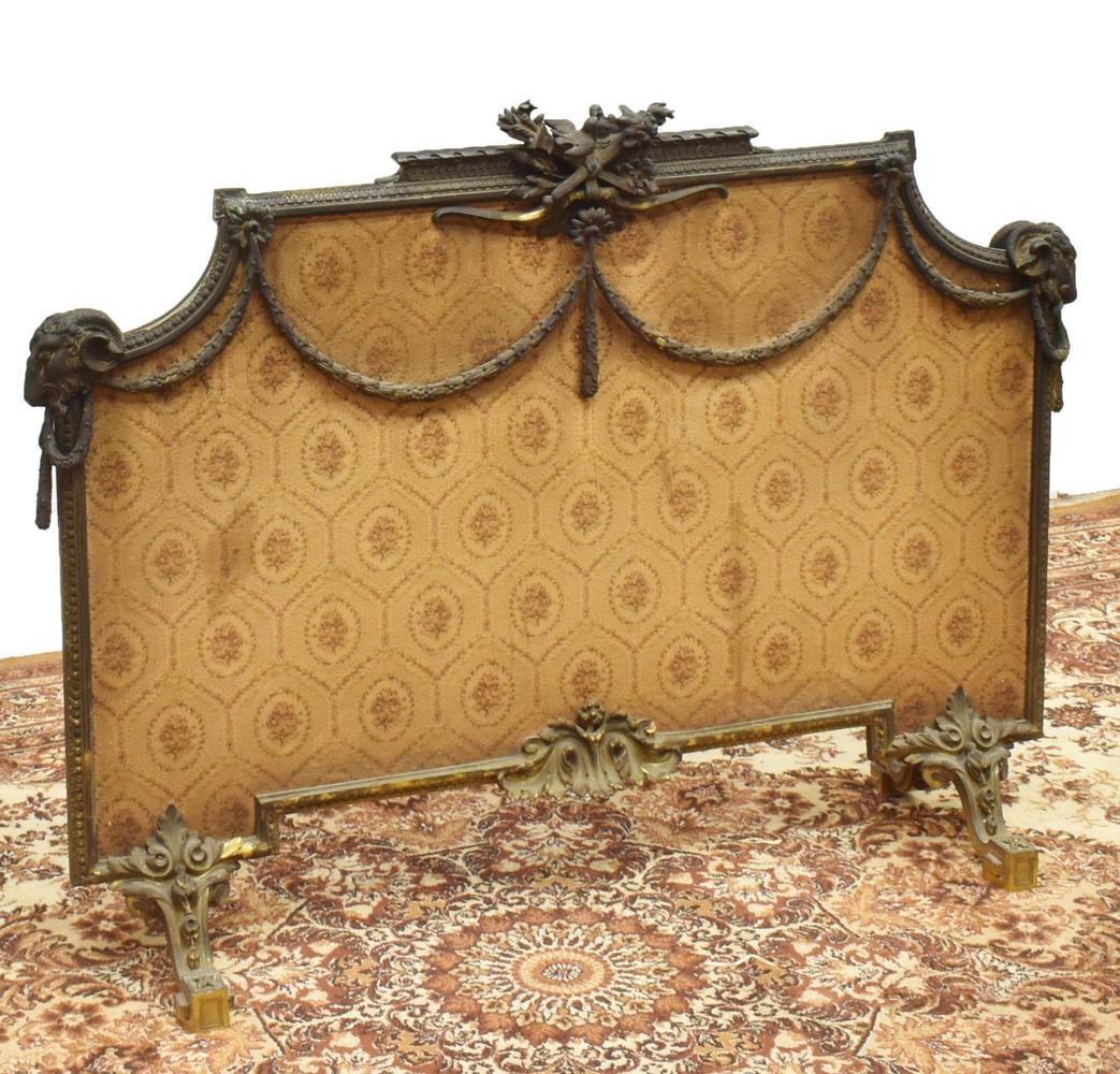 FRENCH LOUIS XVI STYLE BRONZE DORE FIRESCREEN (1 of 5)