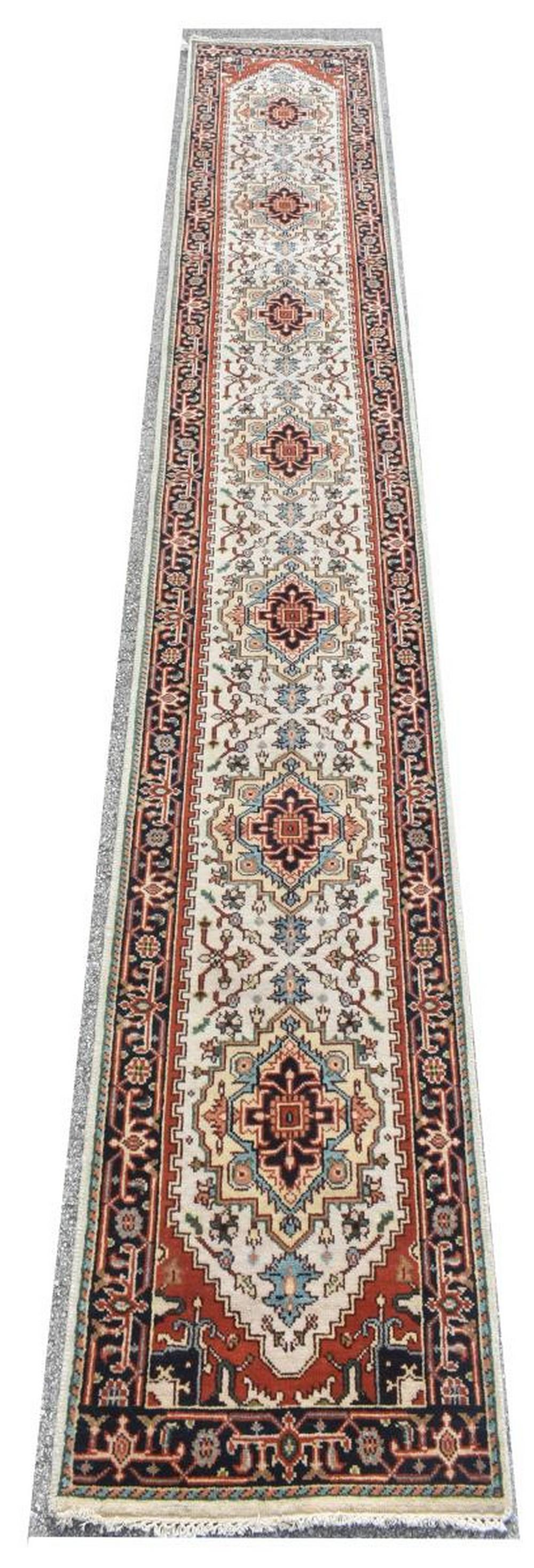 HAND-TIED PERSIAN SERAPI RUNNER RUG,17'8" X 2'6.5" (1 of 3)