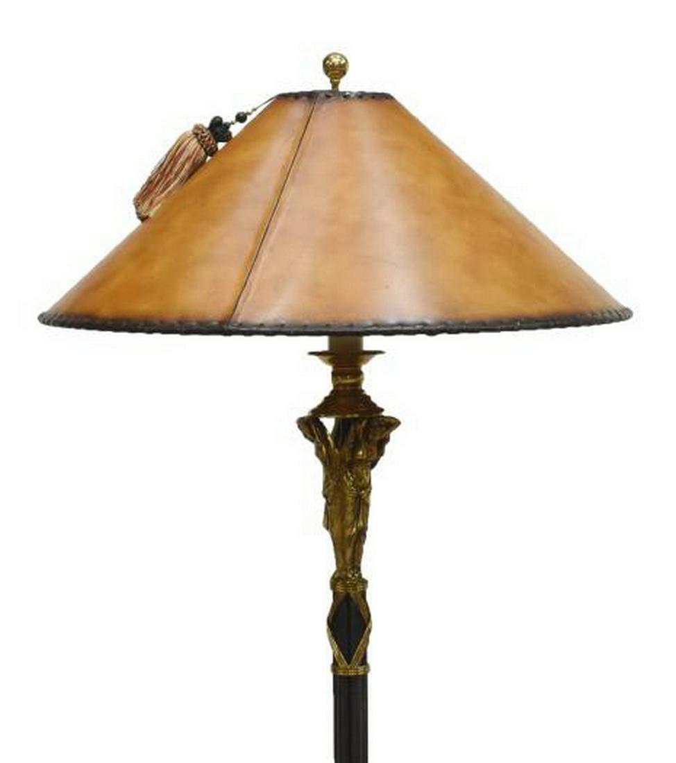 MAITLAND-SMITH LEATHER SHADE IRON 1-LT FLOOR LAMP (1 of 6)
