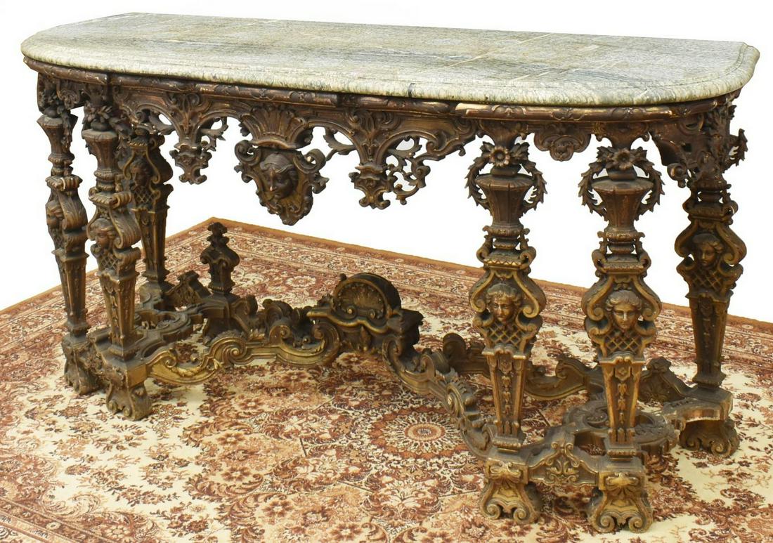 FRENCH NAPOLEON III PERIOD MARBLE-TOP CONSOLE (1 of 5)
