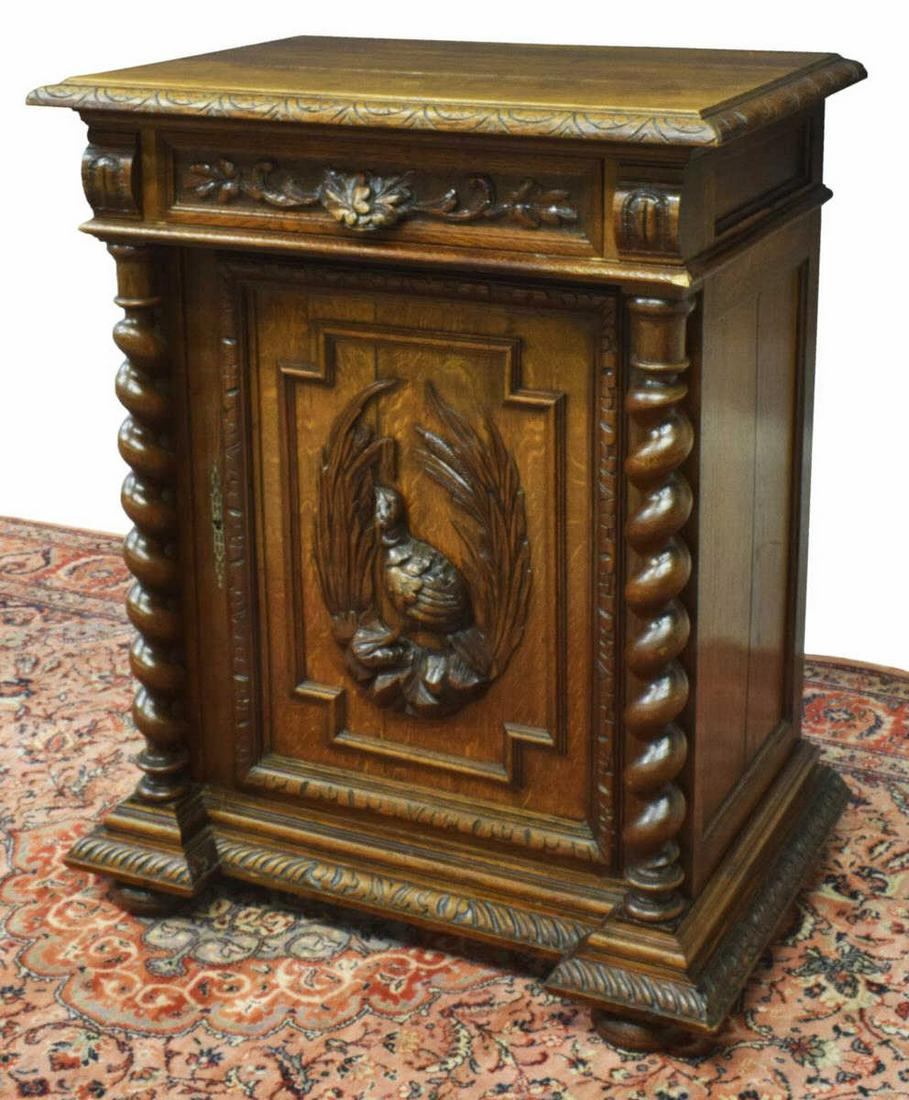 FRENCH HENRI II STYLE GAME BIRD CARVED CABINET (1 of 5)