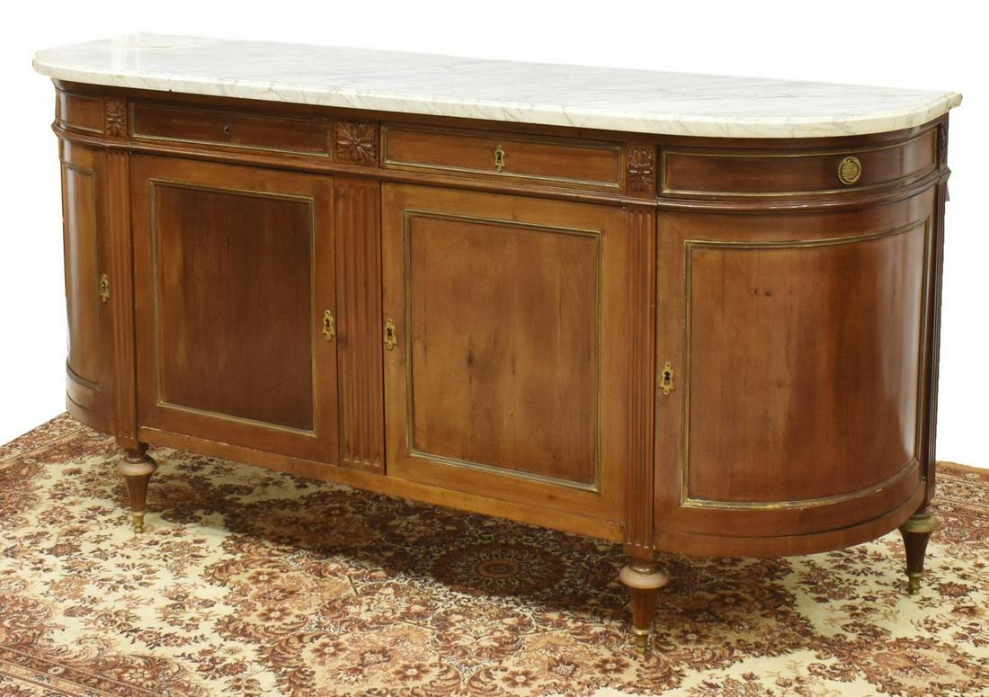 LOUIS XVI STYLE MARBLE-TOP MAHOGANY SIDEBOARD (1 of 6)