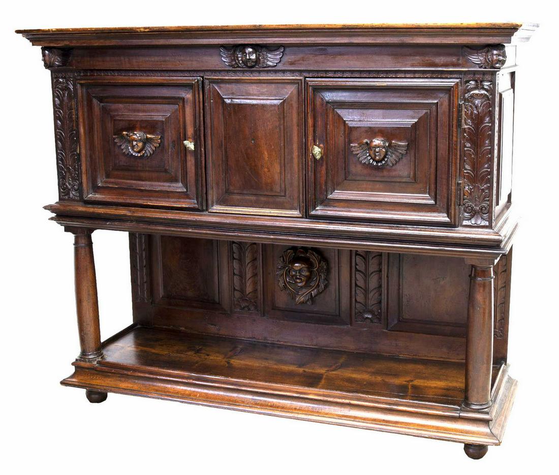 ANTIQUE FRENCH CHERUB CARVED SIDEBOARD (1 of 4)
