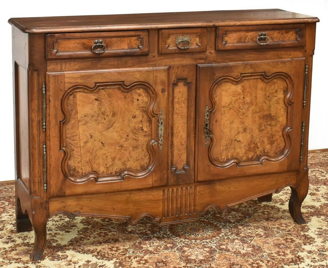 FRENCH LOUIS XV STYLE BURLED WALNUT SIDEBOARD (1 of 6)