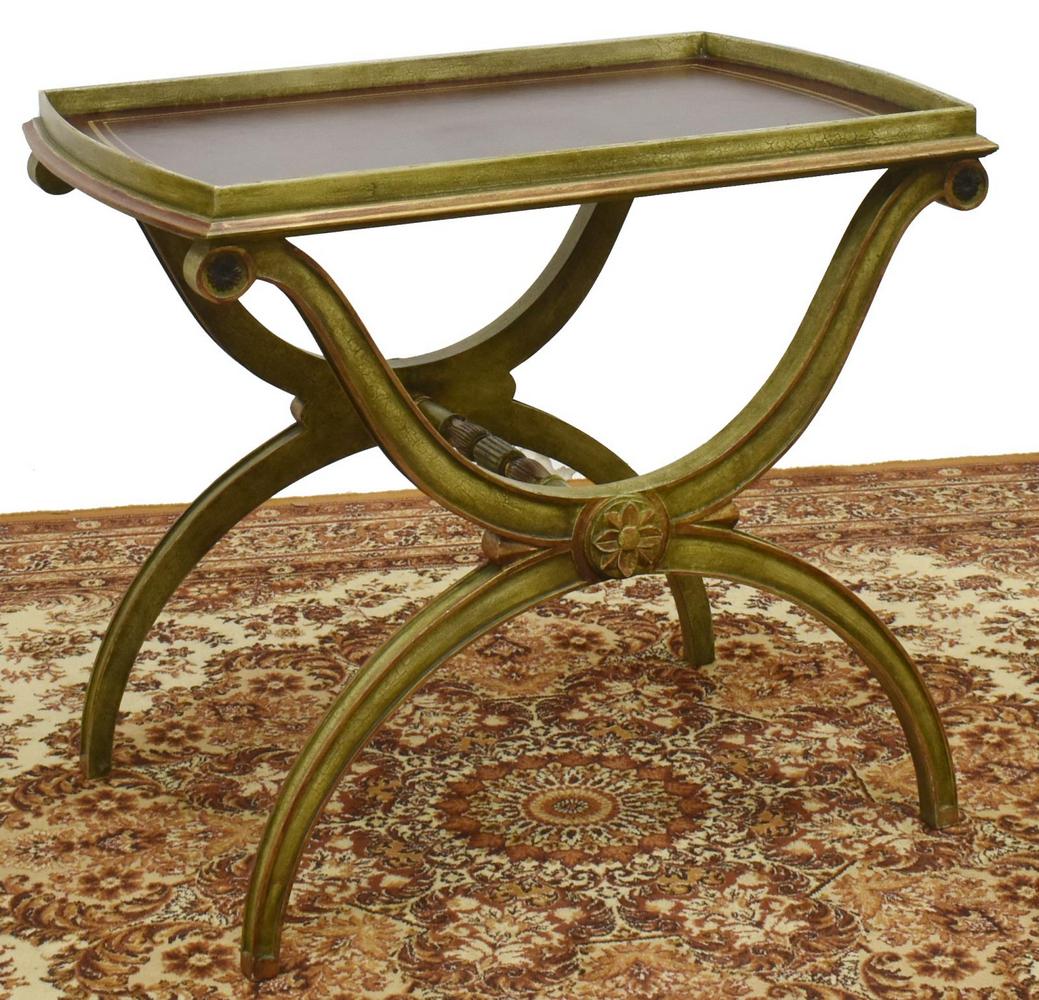 MINTON-SPIDELL 'YORK' LEATHER-TOP CURULE TABLE (1 of 4)
