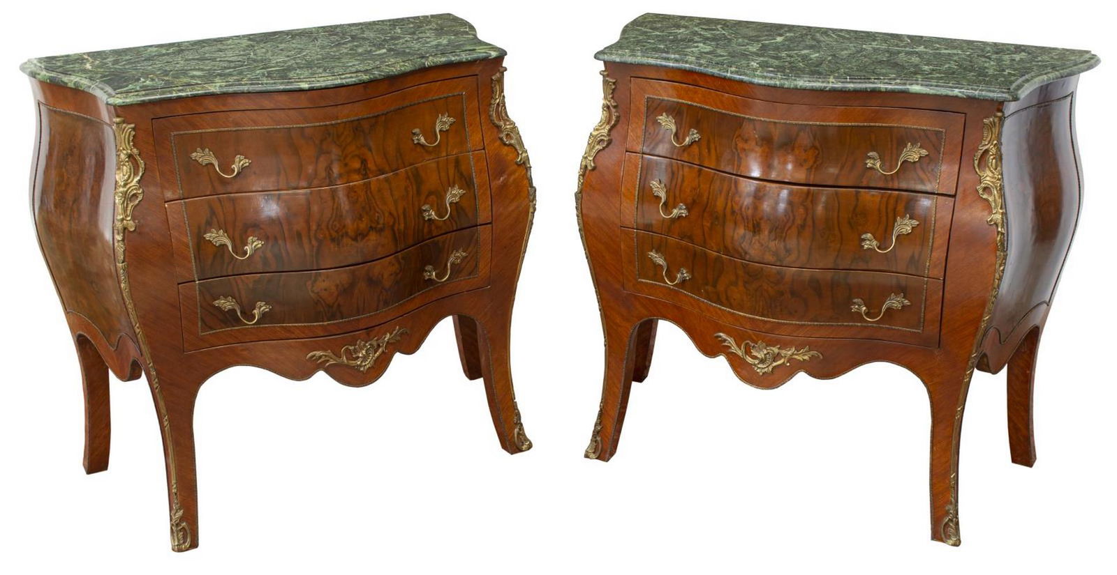 (2) PETITE FRENCH STYLE MARBLE-TOP BOMBE COMMODES (1 of 5)