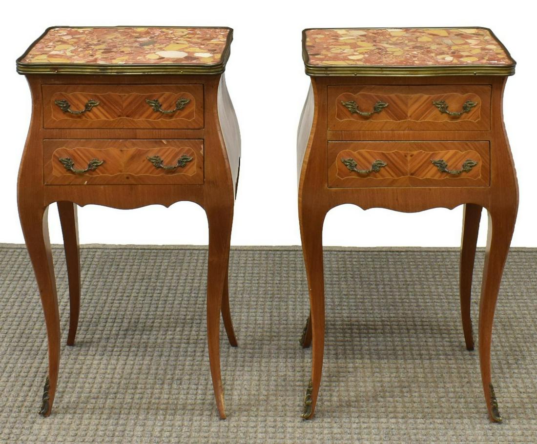 (2) LOUIS XV STYLE MARBLE-TOP MAHOGANY NIGHTSTANDS (1 of 4)