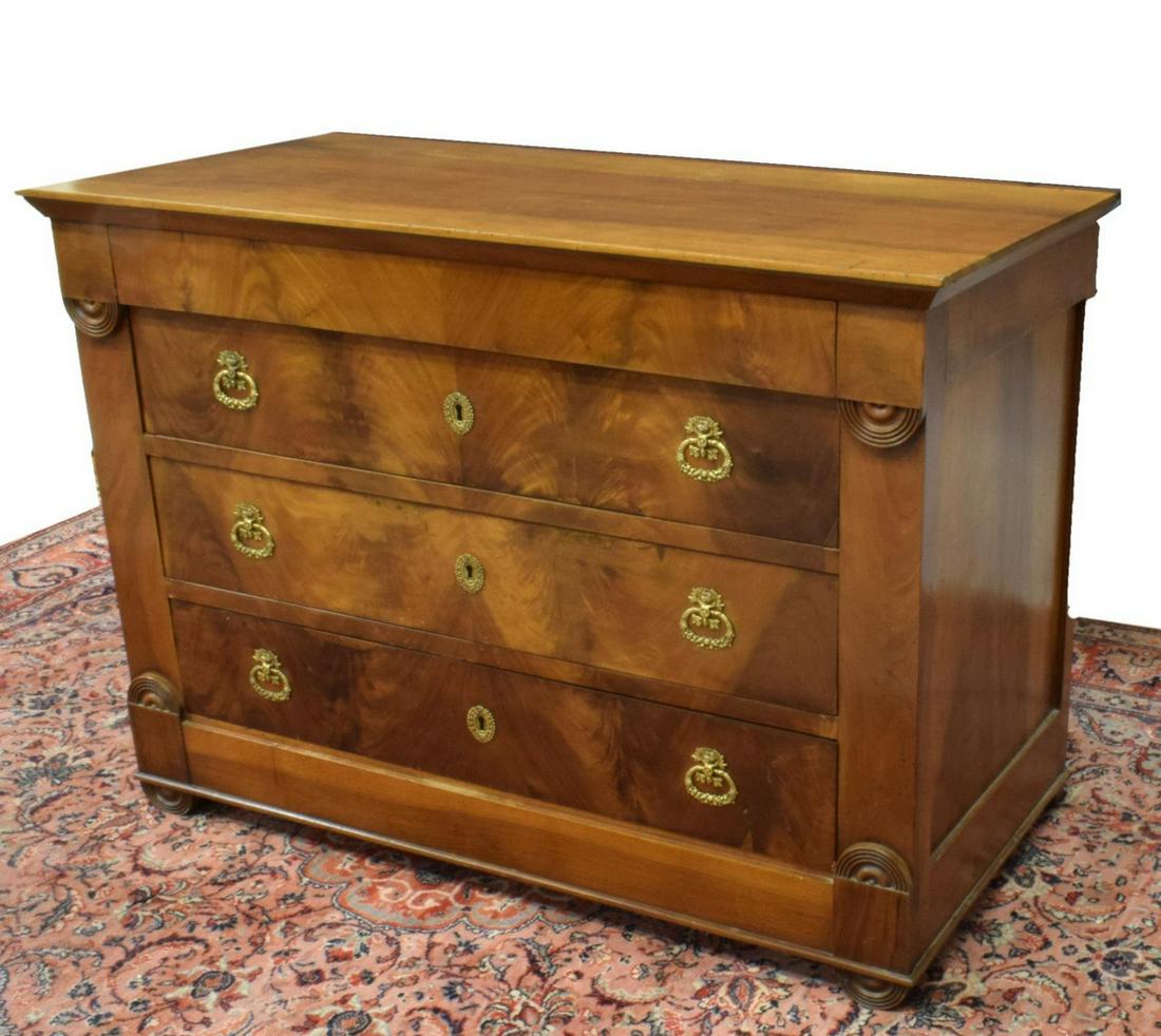FRENCH EMPIRE STYLE WALNUT FOUR-DRAWER COMMODE (1 of 5)