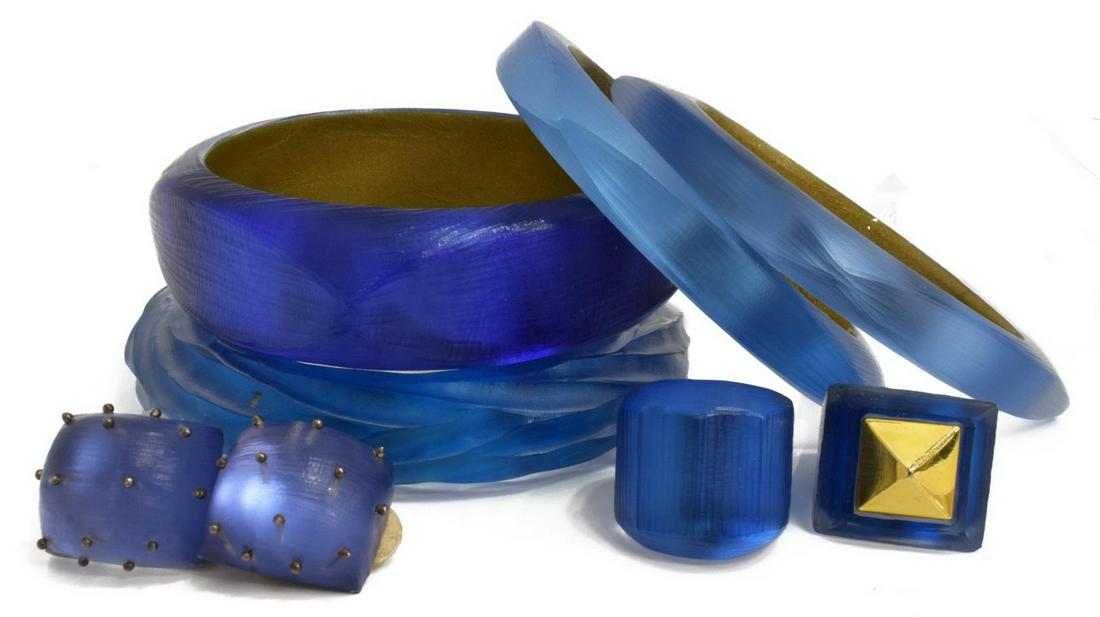 (LOT) ALEXIS BITTAR BLUE COLORED LUCITE JEWELRY (1 of 6)
