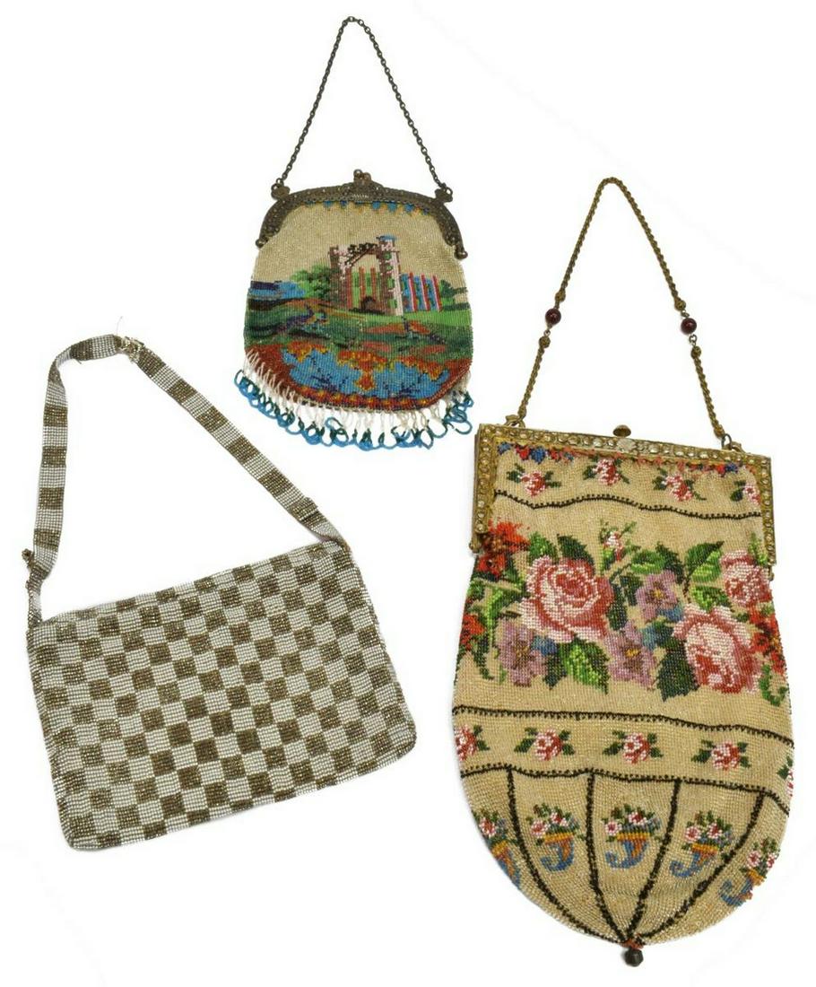 (3) VICTORIAN MICRO BEADED & OTHER RETICULE PURSES (1 of 5)
