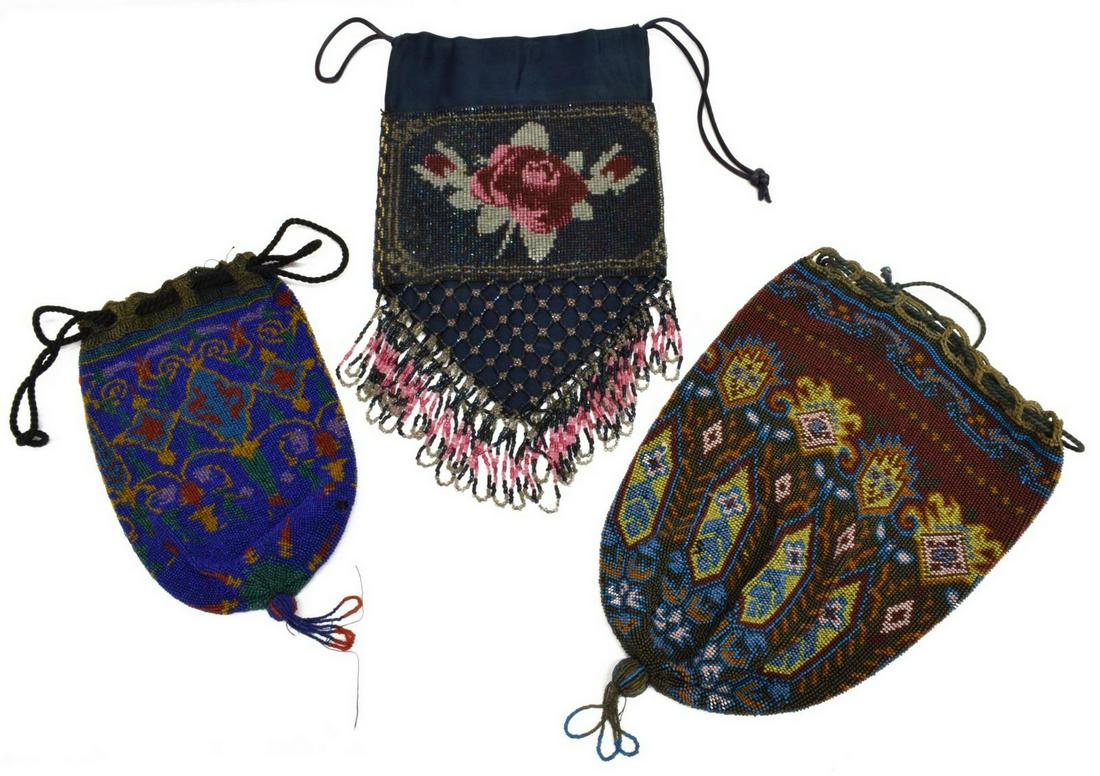 (3) MICRO BEADED CROCHET RETICULES EVENING PURSES (1 of 5)