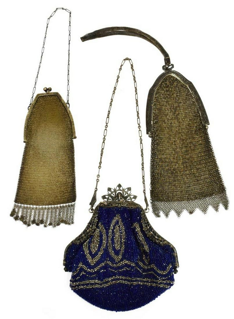 (3) LADIES SILVER RING MESH & BEADED PURSES (1 of 7)