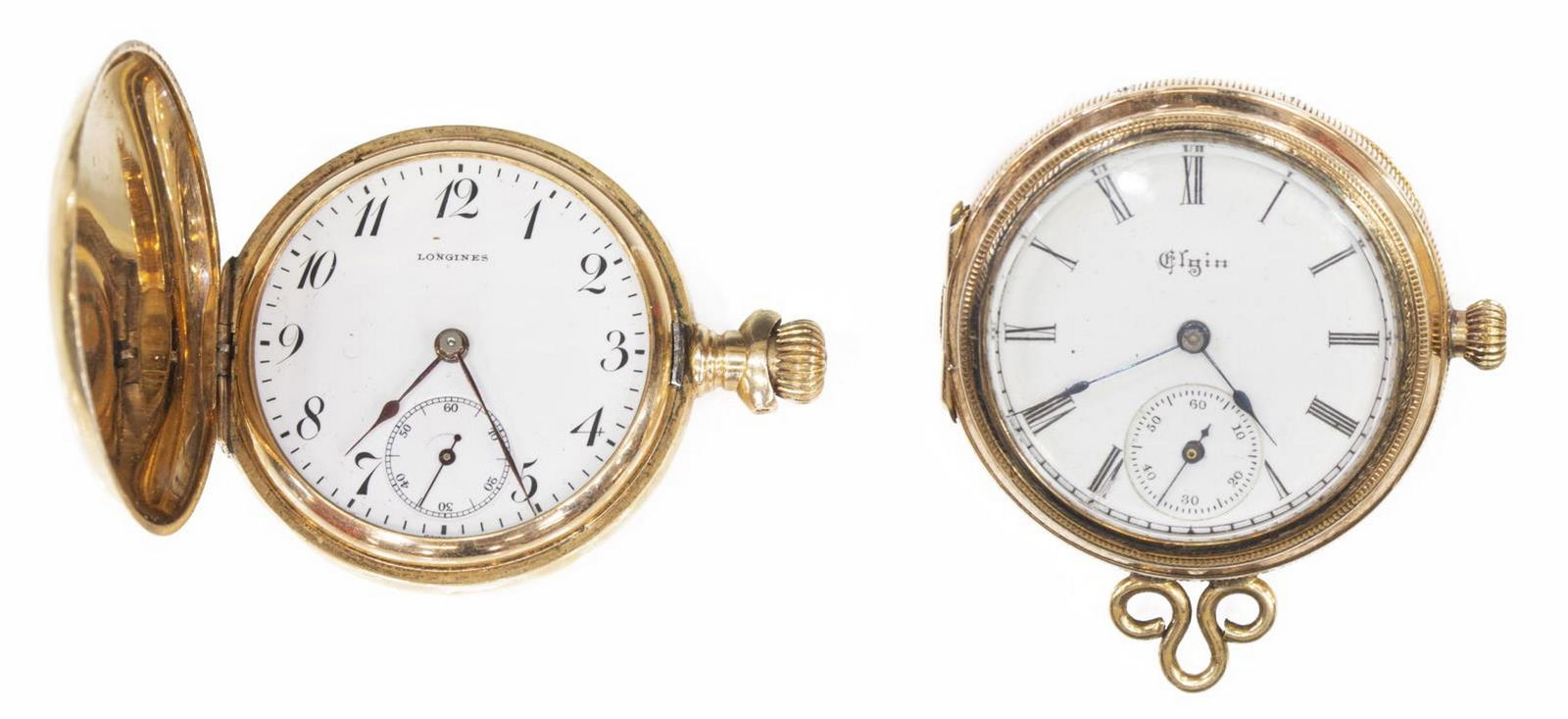(2) LADIES 14KT GOLD HUNTER CASE POCKET WATCHES (1 of 4)