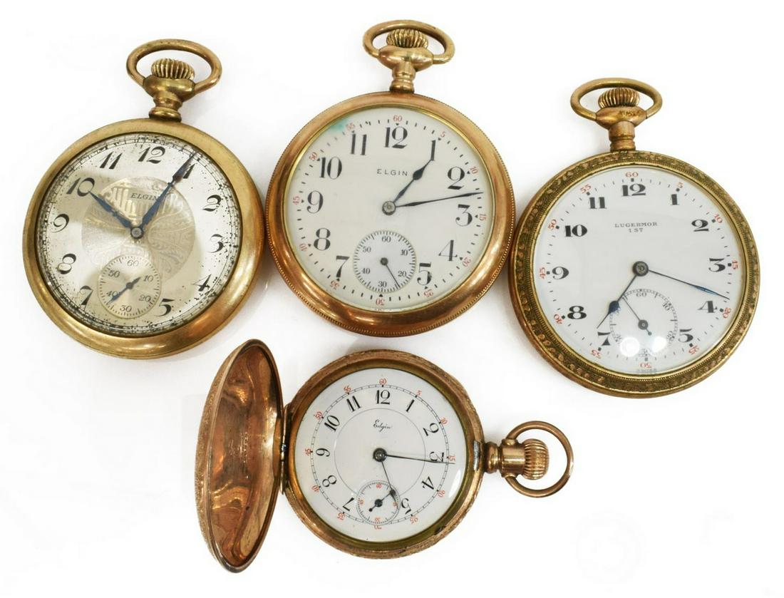 (4) ELGIN & LUGERMOR GOLD-FILLED POCKET WATCHES (1 of 6)