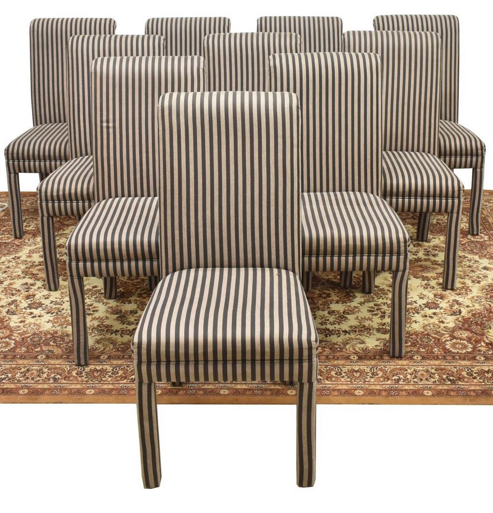 (10) PARSONS STYLE STRIPED HIGHBACK DINING CHAIRS (1 of 2)