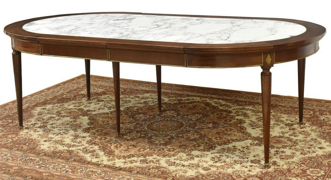 FRENCH LOUIS XVI STYLE MARBLE-TOP EXTENSION TABLE (1 of 5)