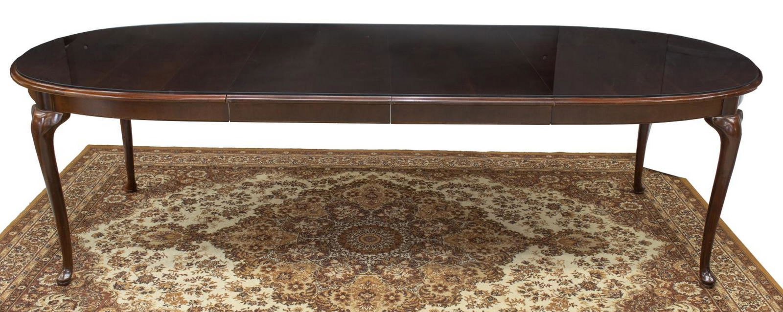 THOMASVILLE MAHOGANY GLASS-TOP OVAL DINING TABLE (1 of 3)