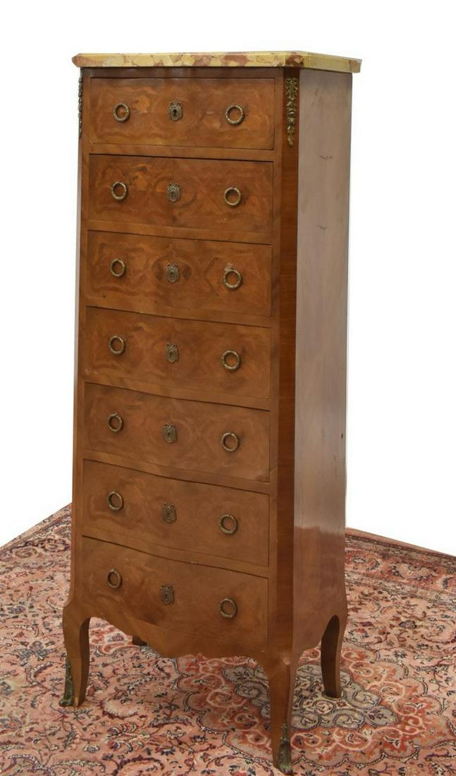 LOUIS XV STYLE MARBLE-TOP MAHOGANY SEMAINIER (1 of 5)