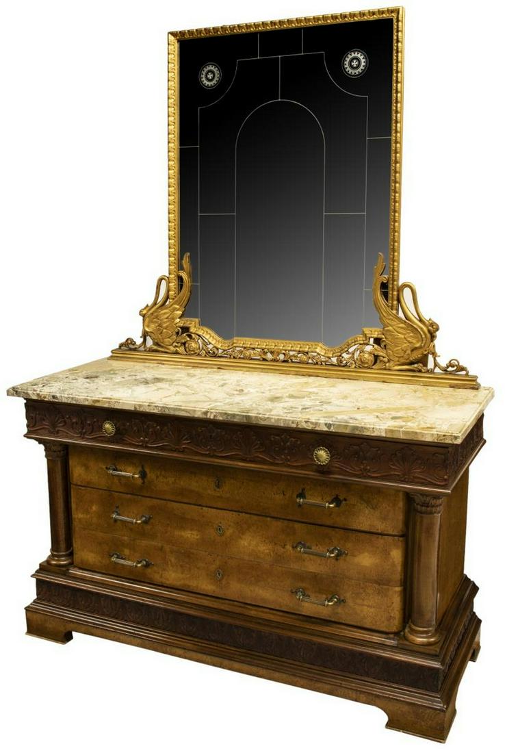 ITALIAN EMPIRE REVIVAL MIRRORED MARBLE-TOP COMMODE (1 of 4)