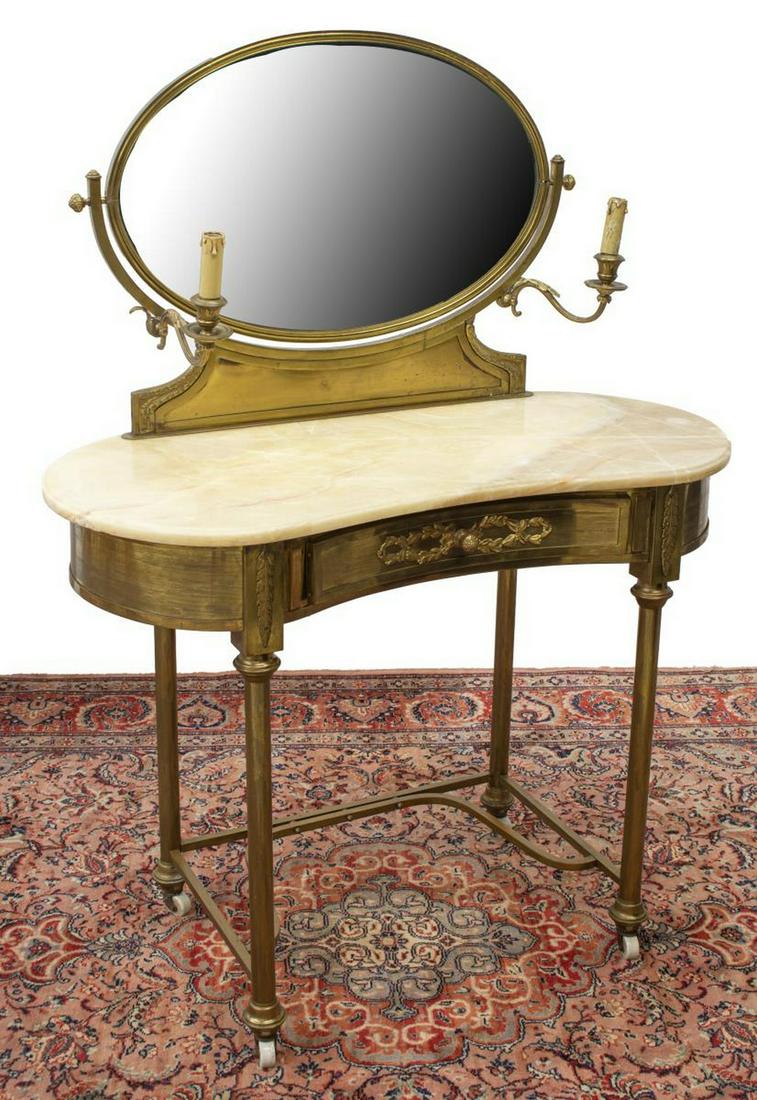 FRENCH LOUIS XVI STYLE ONYX-TOP BRASS VANITY TABLE (1 of 4)