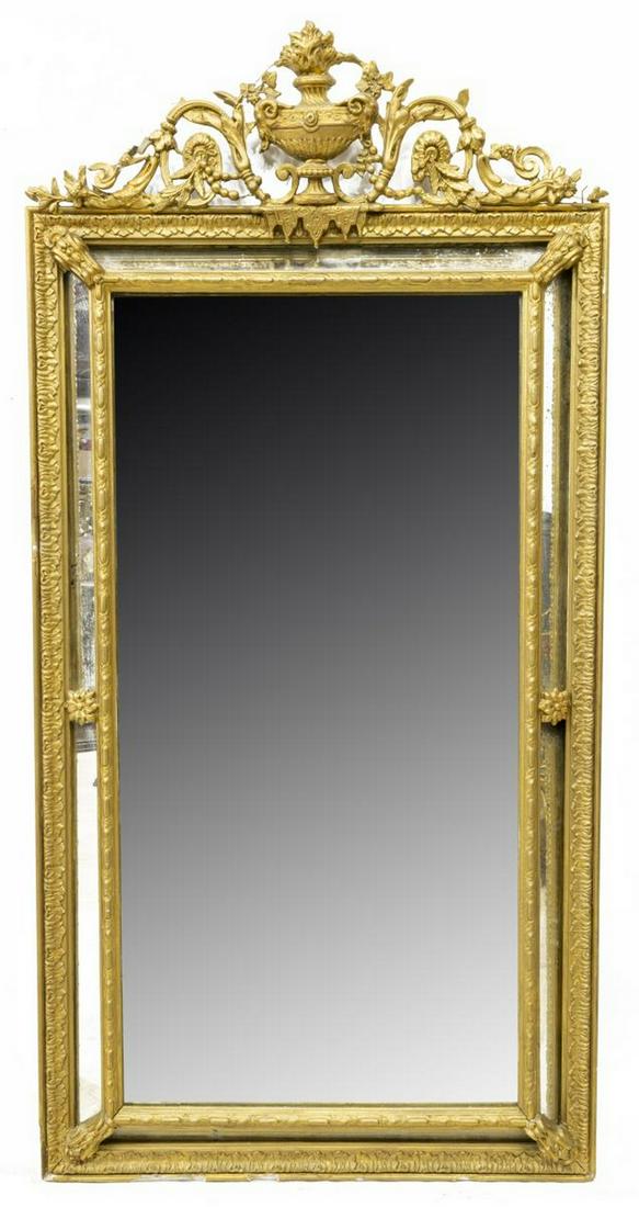 FRENCH NEOCLASSICAL STYLE GILT CUSHION MIRROR (1 of 3)