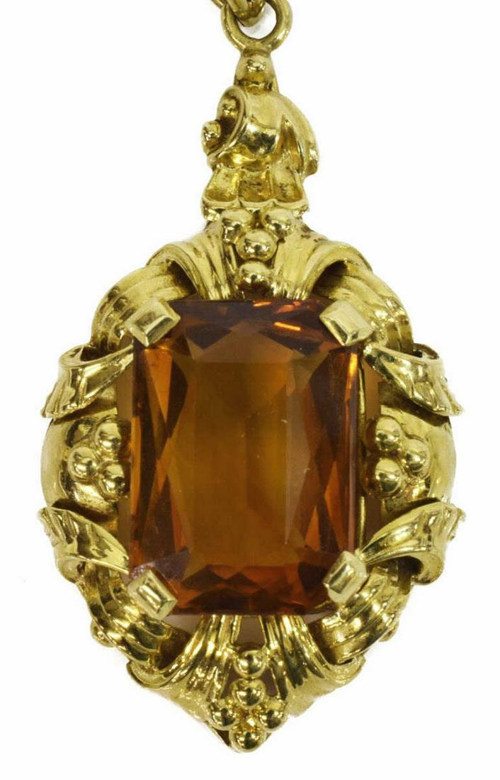GERMAN ART DECO 14KT GOLD 6.90CT CITRINE PENDANT (1 of 5)