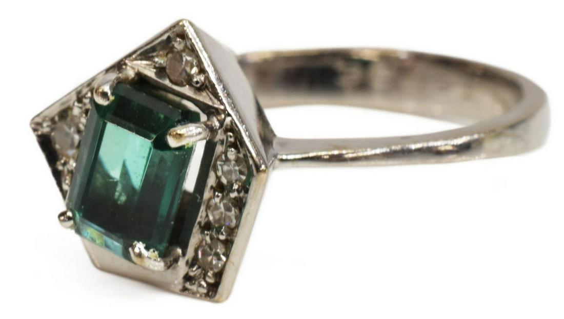 ESTATE 18KT WHITE GOLD TOURMALINE & DIAMOND RING (1 of 5)